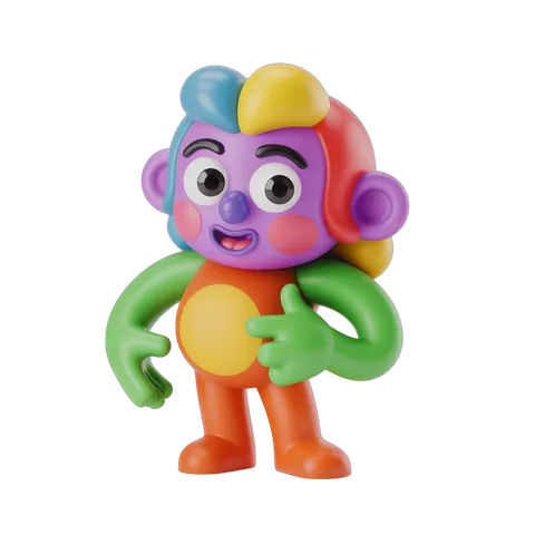 Colorful cartoon character with arms crossed standing isolated transparent background PNG