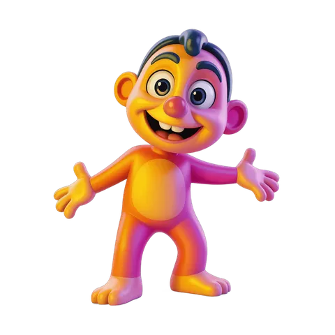 Colorful cartoon character with arms outstretched for cheerful presentations and designs PNG