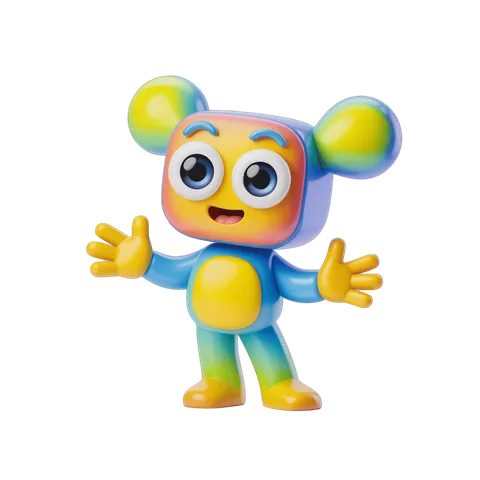 Colorful cartoon character with arms outstretched for cheerful greeting designs PNG