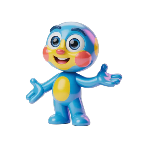 Colorful cartoon character with arms outstretched for cheerful greeting design PNG