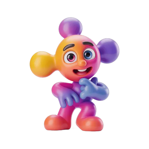 Colorful cartoon character with big ears posing cheerfully for children illustrations PNG