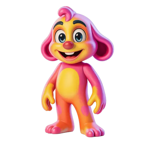 Colorful cartoon dog character standing isolated transparent background clipart PNG