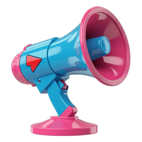 Colorful cartoon megaphone clipart for announcements and event promotions PNG