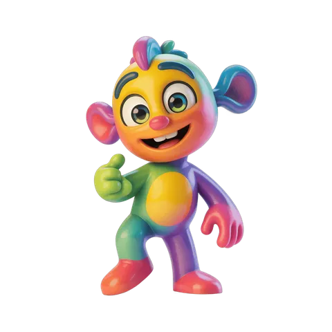 Colorful cartoon monkey character giving thumbs up isolated clipart PNG