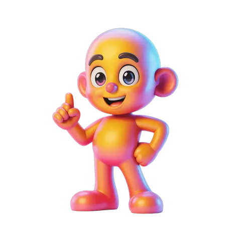 Colorful cartoon monkey character giving thumbs up isolated transparent background PNG