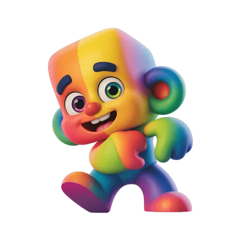 Colorful cartoon monkey character running cheerfully for children illustrations PNG