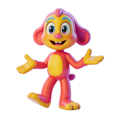 Colorful cartoon monkey character waving arms for kids illustrations PNG