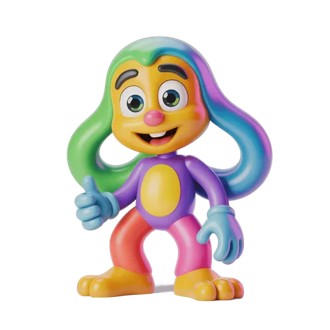 Colorful cartoon monkey character waving cheerfully isolated transparent background PNG