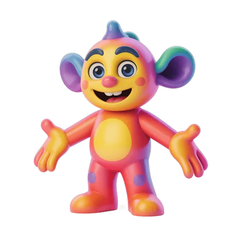 Colorful cartoon monkey character with arms outstretched for cheerful illustrations PNG