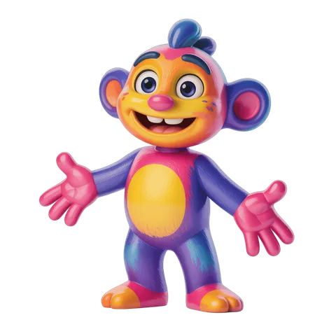 Colorful cartoon monkey character with arms outstretched isolated clipart PNG