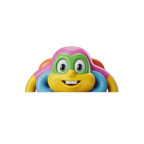 Colorful cartoon turtle character with big eyes and smile for kids educational materials PNG