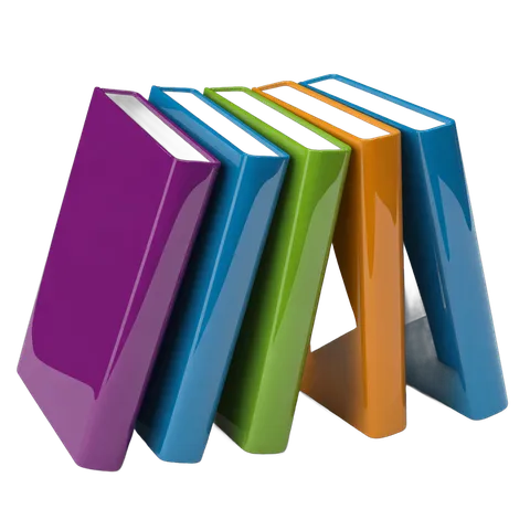 Colorful glossy books stack illustration for education marketing and creative projects PNG
