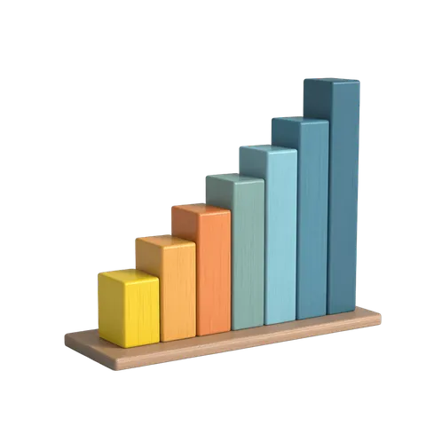 Colorful increasing bar chart clipart for business growth presentations and reports PNG