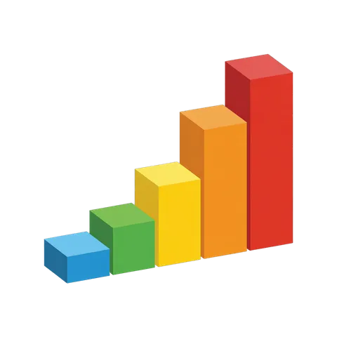 Colorful increasing bar chart clipart for presentations business growth reports and infographics PNG