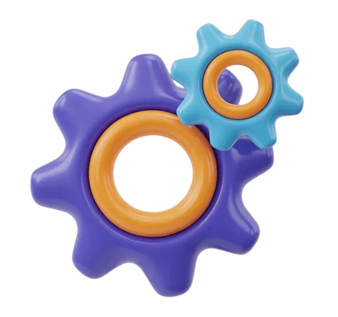 Colorful interlocking gears graphic element for business presentations and infographics PNG