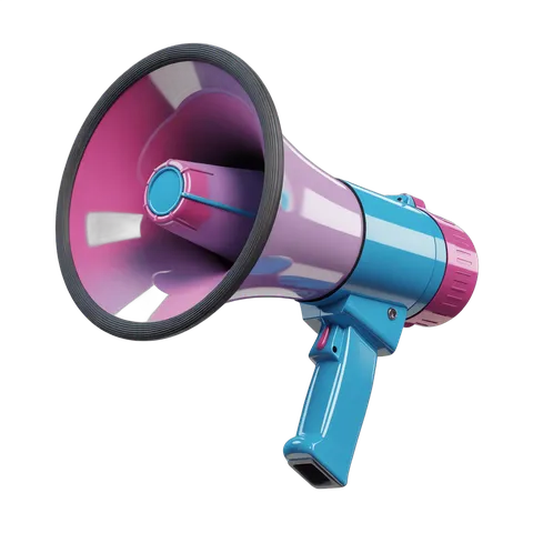 Colorful isolated megaphone clipart for presentations and event announcements PNG