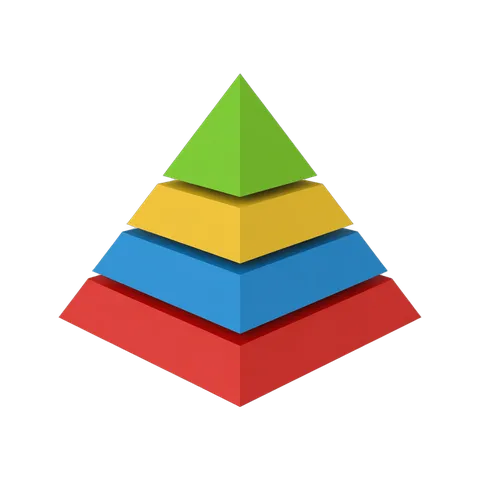 Colorful layered pyramid clipart for presentations business reports and marketing materials PNG