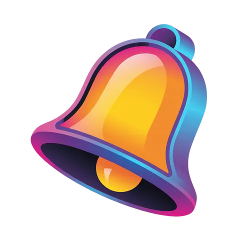 Colorful notification bell icon with gradient glow for alerts and app interfaces PNG
