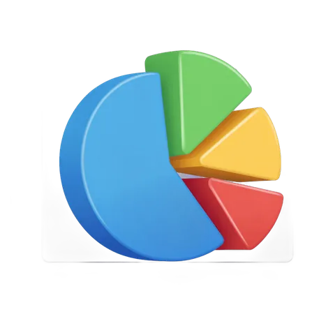 Colorful pie chart graphic element for business presentations and reports PNG