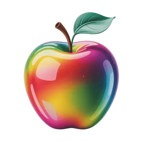 Colorful rainbow apple illustration for branding and creative design projects PNG