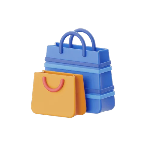 Colorful shopping bags clipart for ecommerce website and online store promotion PNG