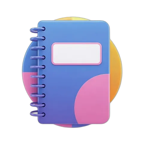 Colorful spiral bound notebook with blank cover for educational and office presentations PNG