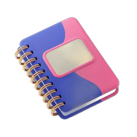Colorful spiral bound notebook with blank cover for planners and stationery designs PNG