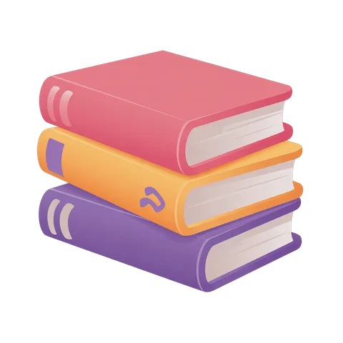 Colorful stack of three books clipart for education and learning materials design PNG