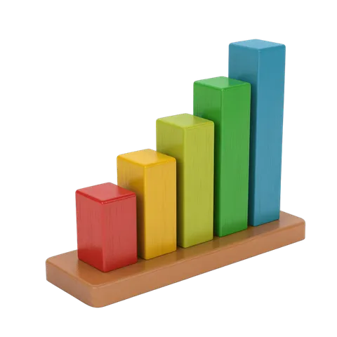 Colorful wooden bar chart clipart for presentations business growth analytics infographic PNG