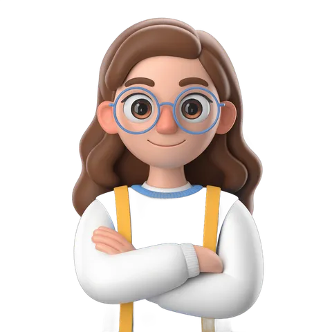 Confident cartoon scientist with glasses and yellow suspenders for educational content and presentations PNG