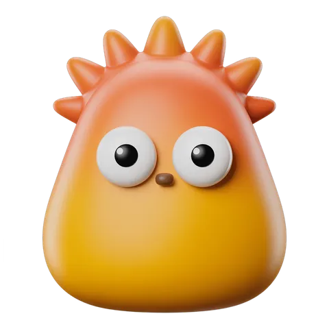 Cute cartoon character with big eyes and spikes for children's illustrations and educational materials PNG
