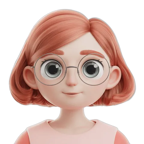Cute cartoon girl with glasses for children educational materials and digital illustrations PNG
