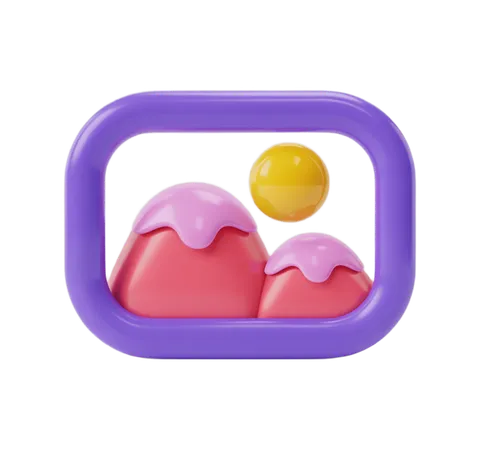 Cute pink and purple 3d ice cream cone with scoops and yellow ball for dessert clipart PNG