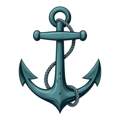 Detailed cartoon anchor graphic element for nautical maritime branding and illustrations PNG