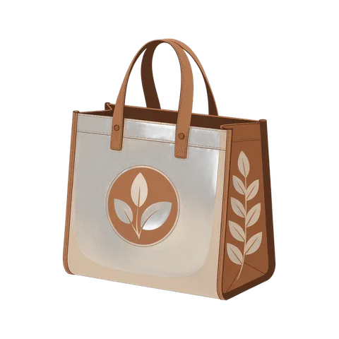 Eco friendly tote bag with leaf design for organic shopping reusable grocery bag PNG