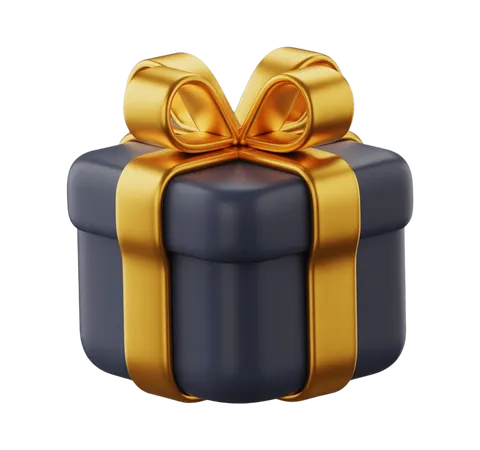 Elegant 3d gift box with golden ribbon for holiday presents and corporate branding PNG