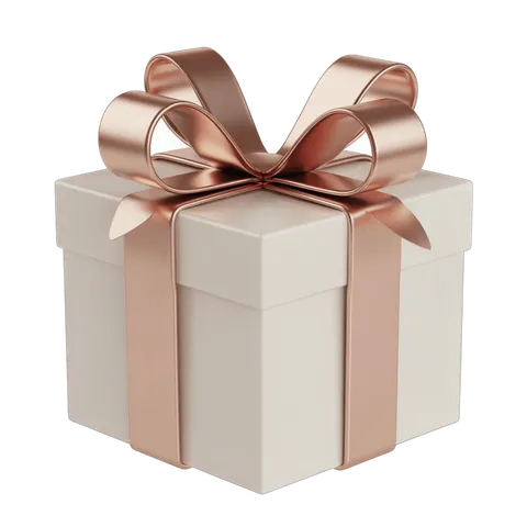 Elegant gift box with rose gold ribbon for luxury presents and special occasions PNG