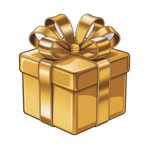 Elegant golden gift box with bow for luxury holiday corporate presentation designs PNG