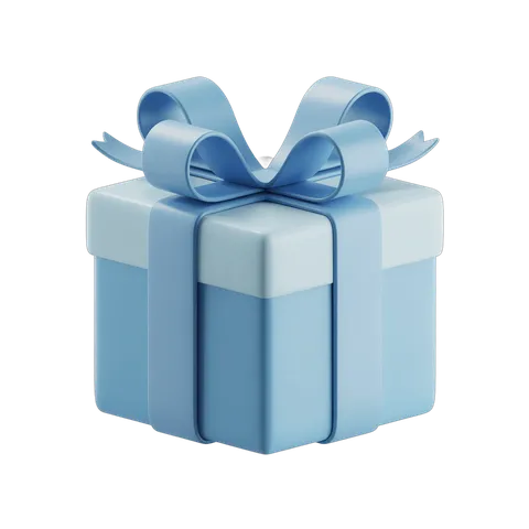 Elegant light blue gift box with decorative bow for birthday celebration presentation PNG