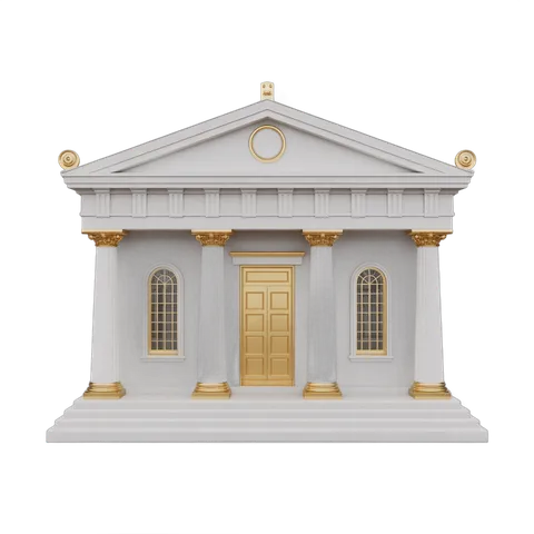 Elegant neoclassical building illustration for corporate presentations and architectural designs PNG