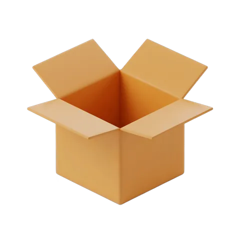 Empty cardboard box illustration for packaging design and ecommerce product display PNG