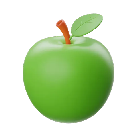 Fresh green apple clipart isolated on transparent background for food blogs marketing PNG