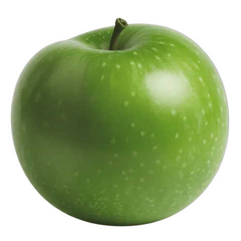 Fresh green apple isolated on transparent background for food graphics and marketing designs PNG
