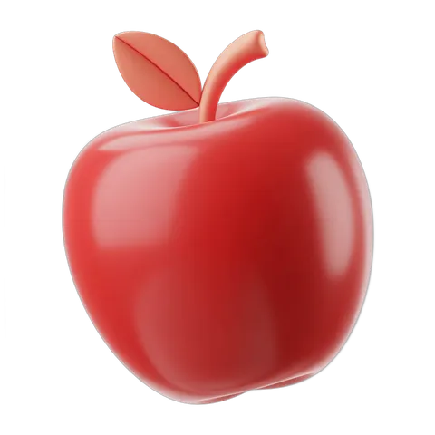 Fresh red apple isolated clipart graphic for food packaging and healthy lifestyle marketing PNG