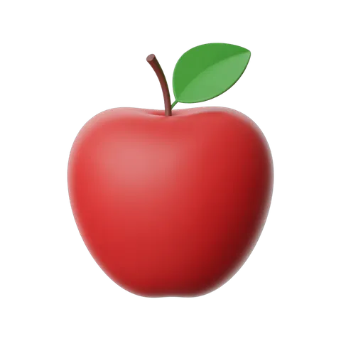 Fresh red apple with green leaf isolated clipart for food graphics and healthy lifestyle designs PNG