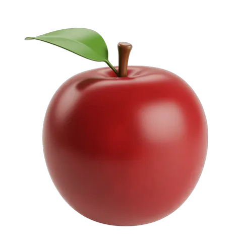 Fresh red apple with green leaf isolated clipart for food graphics and healthy lifestyle designs PNG
