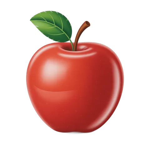 Fresh red apple with green leaf isolated clipart for food graphics and marketing designs PNG