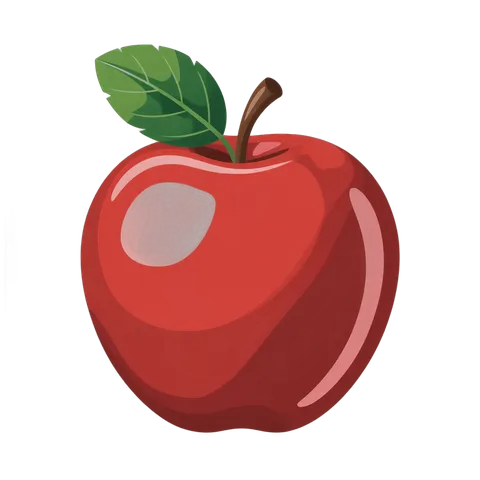 Fresh red apple with green leaf isolated clipart for food graphics and marketing designs PNG