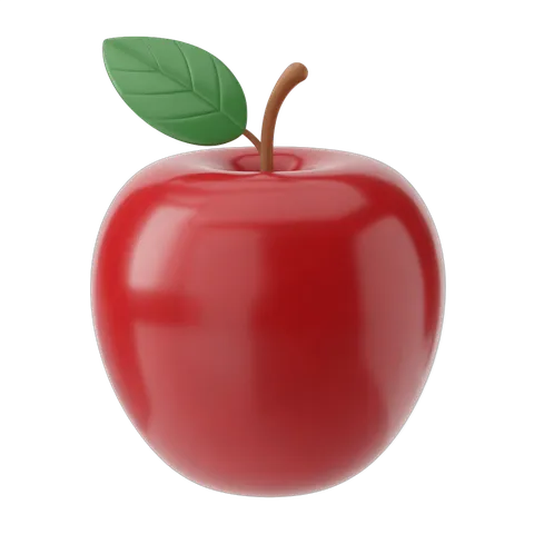 Fresh red apple with green leaf isolated clipart for food graphics and marketing designs PNG