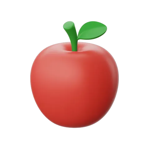 Fresh red apple with green leaf isolated clipart for food graphics and marketing designs PNG